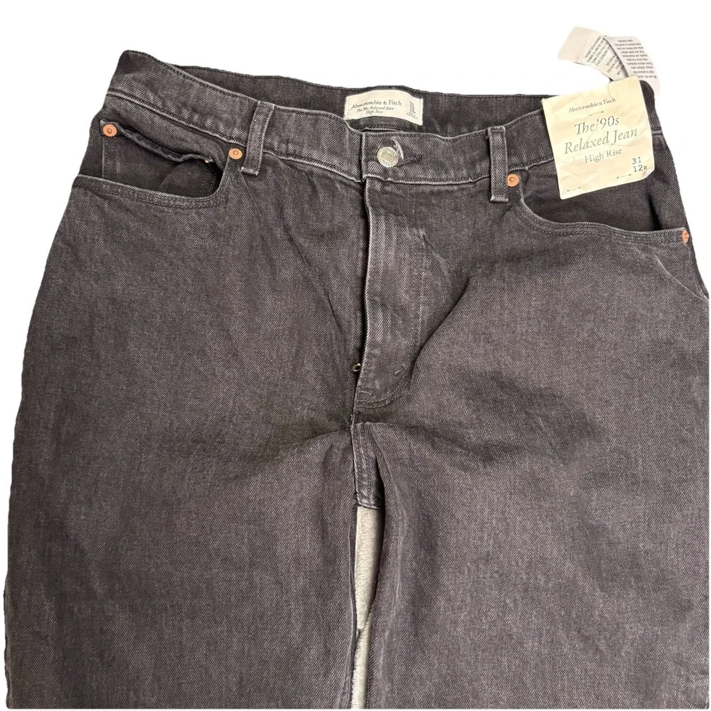 Abercrombie &‎ Fitch The 90s Relaxed Jeans High Rise Womens 12/31x30 Black NWT - Picture 2 of 11